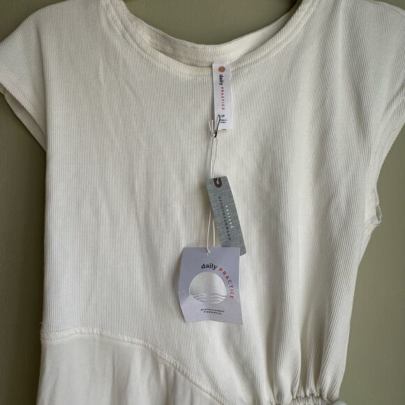 Anthropologie Daily Practice White Jersey Dress Asymmetrical Dress Petite S NWT - Picture 5 of 8